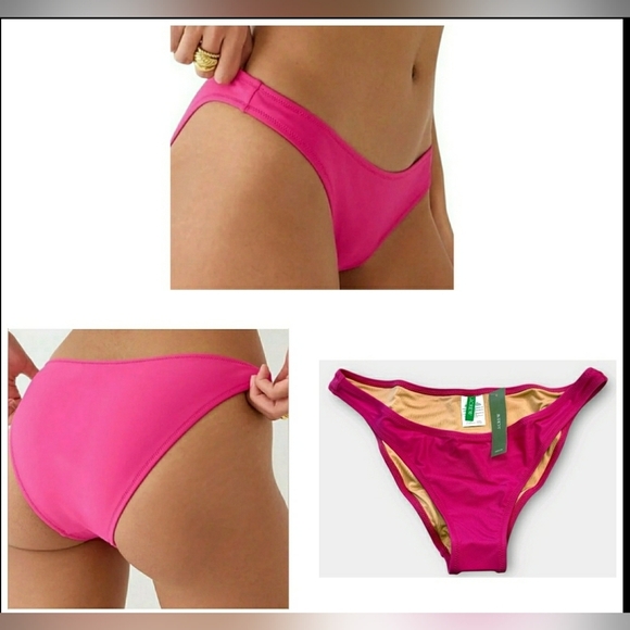 J. Crew Heritage High Leg Bikini Bottom Radiant Fuchsia Pink - Picture 1 of 9